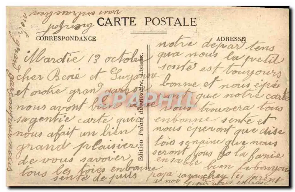 Lisieux - Château da Salamandra — Edição Palácio do Correio - Verso