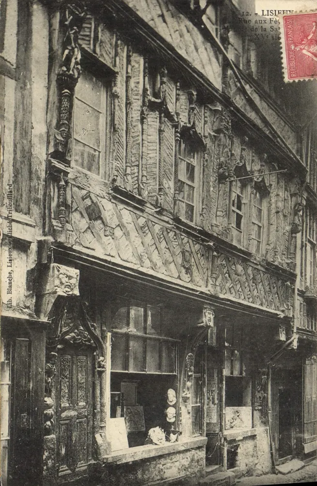 Rue aux Fées, Lisieux — Haus der Saône aus dem 15. Jahrhundert — Lib. Blanchet, Lajeux, Achille Tribouillard - Vorderseite