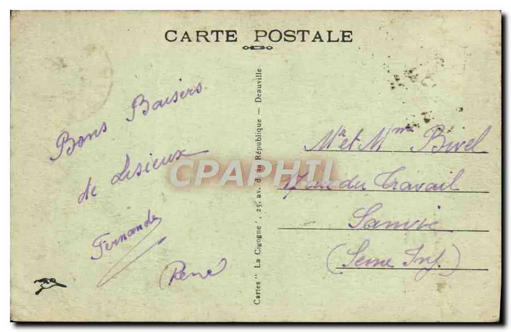 Lisieux — Place Victor-Hugo — éditeur 'Cartes "La Cigogne"' - Verso