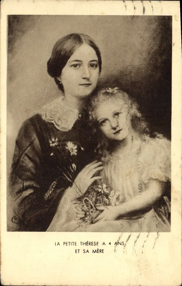 A pequena Thérèse com 4 anos e sua mãe — fotografia — editor C. (assinatura visível) - Frente