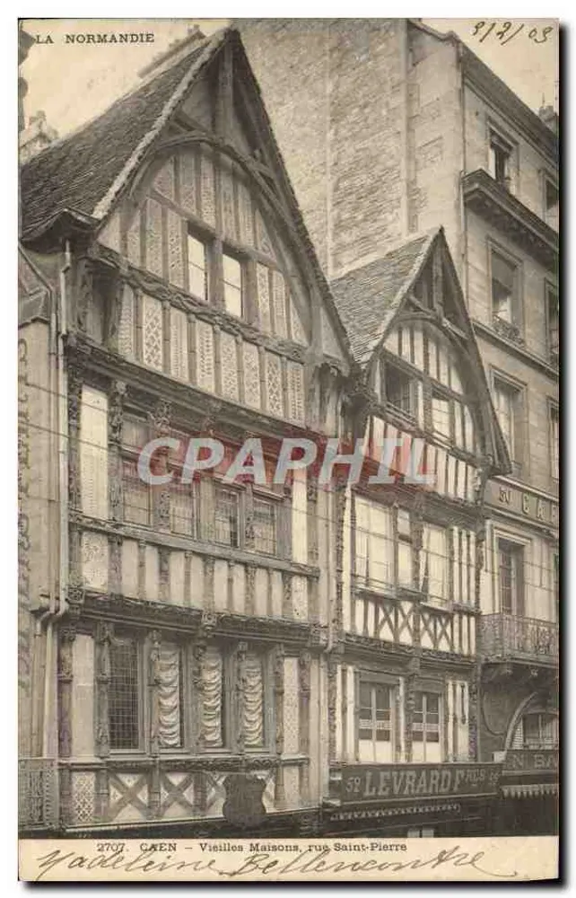 Caen — Alte Häuser, Straße Saint-Pierre — Verlag: C. Levrand - Vorderseite