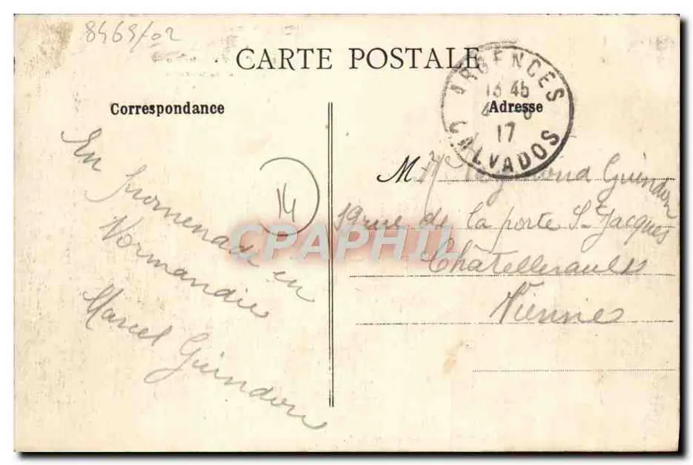 Kirche der Gloriette — Caen — Verleger A.B. - Rückseite