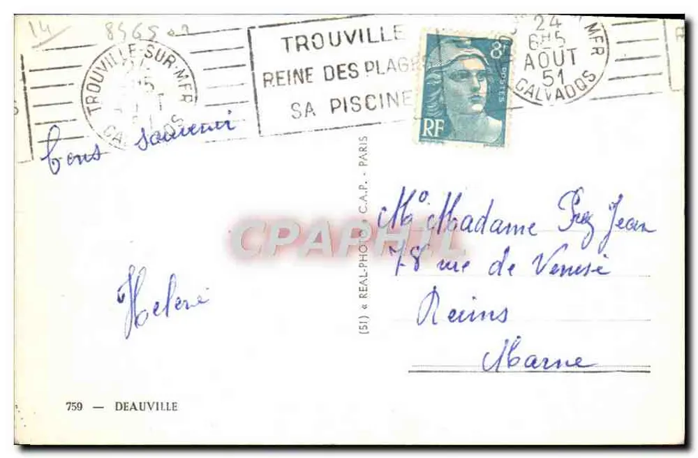 Deauville — Lembrança de Deauville — n° 759 - Verso