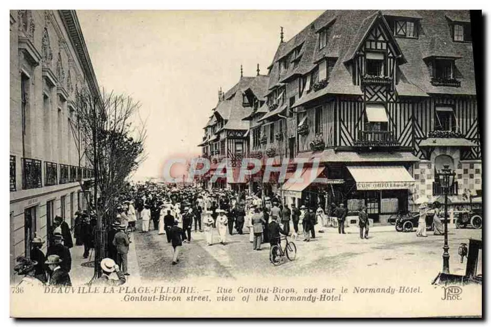 Deauville La-Plage-Fleurie — Rue Gontaut-Biron, Ansicht des Normandy-Hotels — Imp. Minet, Paris - Vorderseite