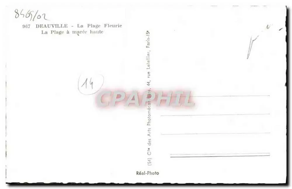 Deauville — La Plage à marée haute — Cité des Arts Photomécaniques, Paris 15e - Rückseite