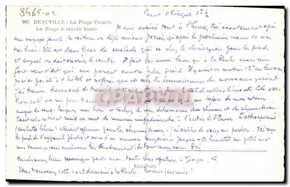 Deauville - Die blühende Strand — Der Strand bei Flut — Réel Foto - Rückseite