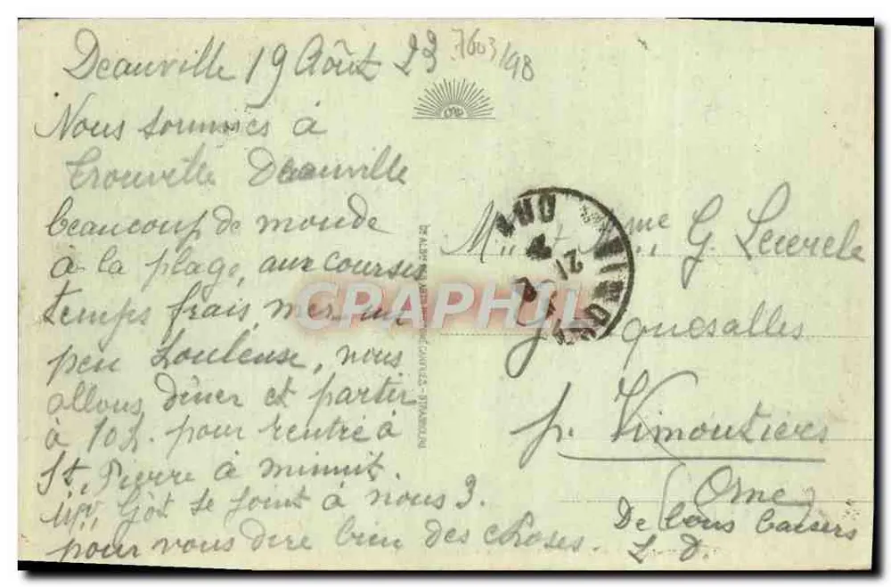 Deauville - Die Blühende Strände - Royal-Hôtel — unbekannter Verlag, Nr. 143 - Rückseite