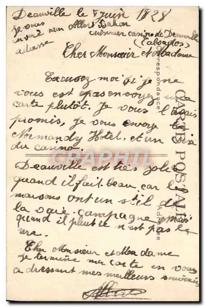Deauville — Die Gärten und das Normandy Hotel — R. Le Havre, n° 464 - Rückseite