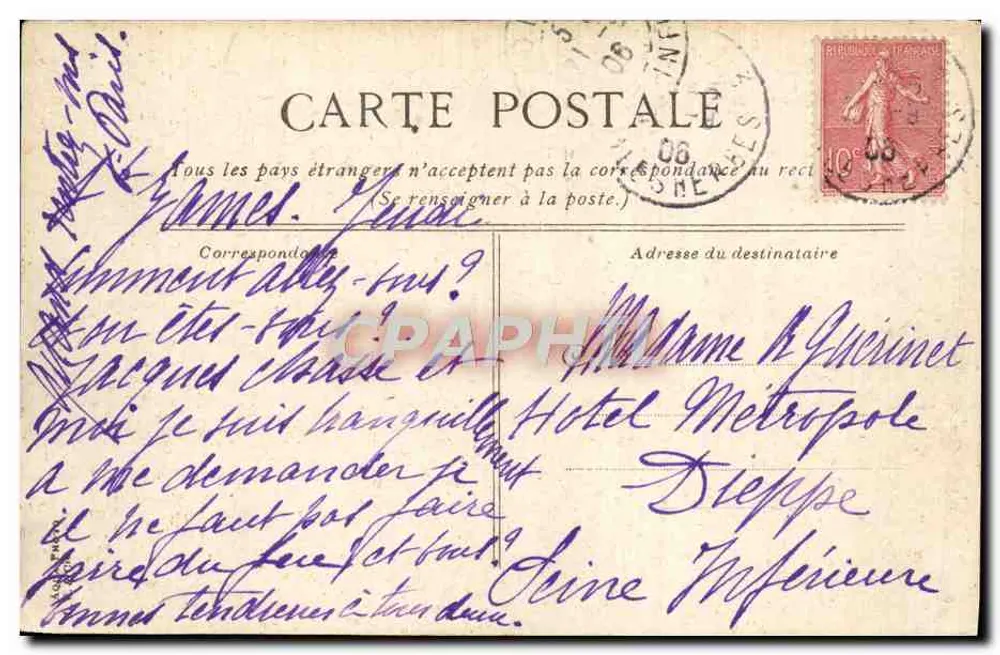 Trouville - L'hôtel des Roches Noires — éditeur anonyme, n° 36 - Verso