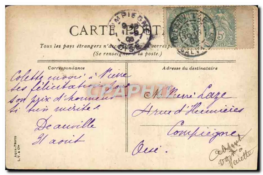 Trouville — Le bac à marée haute — éditeur L.V. & Cie, n° 26 - Verso