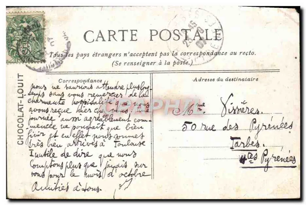 Trouville - O barco com maré alta — Editado para o Chocolat-Louït, n°26 - Verso