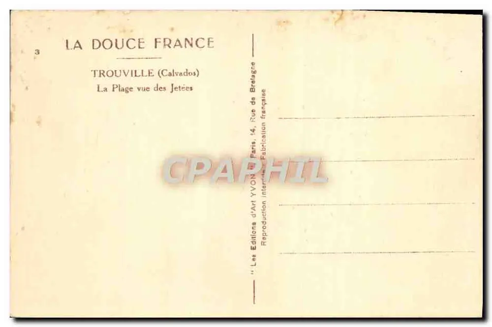 Trouville — Strandansicht von den Dämmen — Éditions d'Art YVON - Rückseite