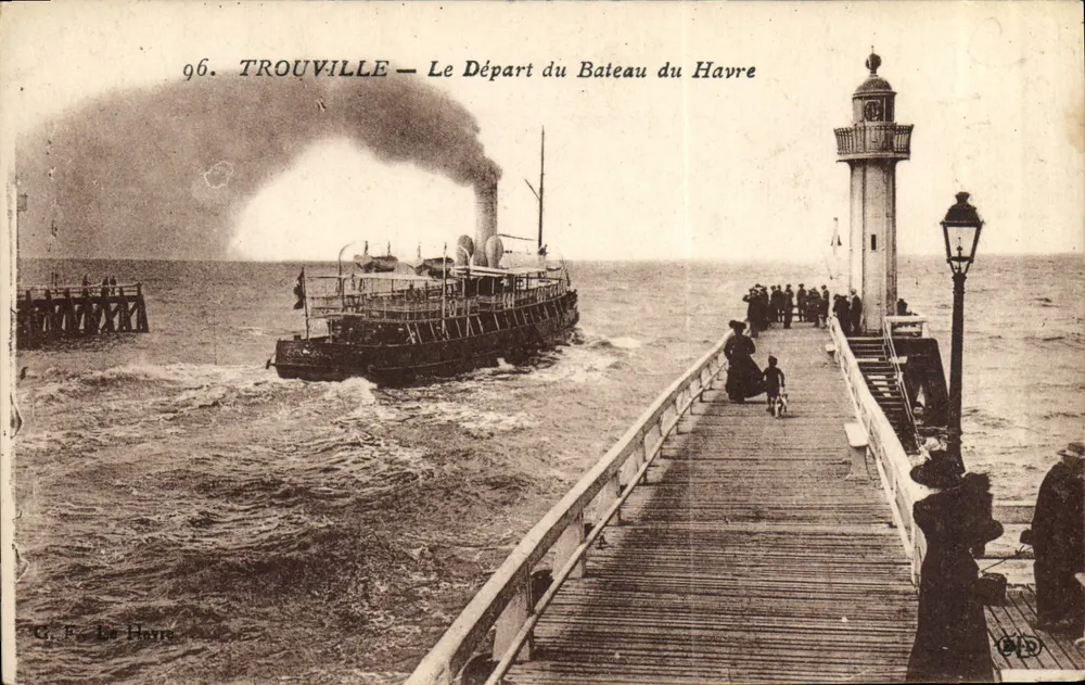 Trouville — Abfahrt des Dampfers von Le Havre — C. F. Le Havre, n° 96 - Vorderseite