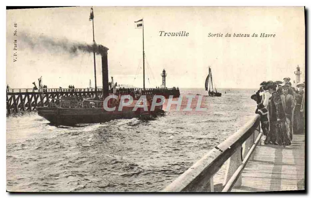 Trouville — Abfahrt des Dampfschiffes von Le Havre — V.P. Paris Nr. 46 - Vorderseite
