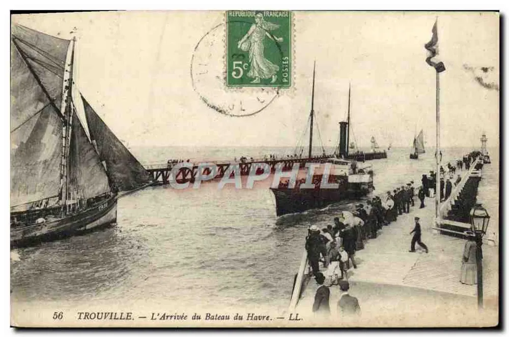 TROUVILLE — L'Arrivée du Bateau du Havre — LL. n°56 - Recto