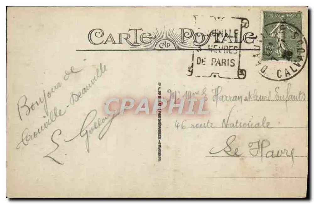 Trouville - O Casino — editor Heures de Paris, n° 46 - Verso