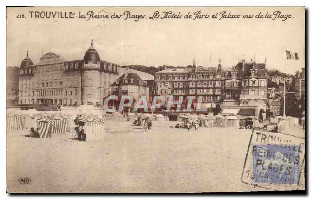 Trouville — Die Königin der Strände. Die Hotels von Paris und das Palais aus der Strandperspektive. - Vorderseite