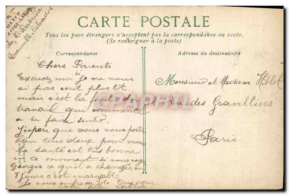 Trouville — Départ du Bateau à Vapeur — L.V.A.C. n°1604 - Verso