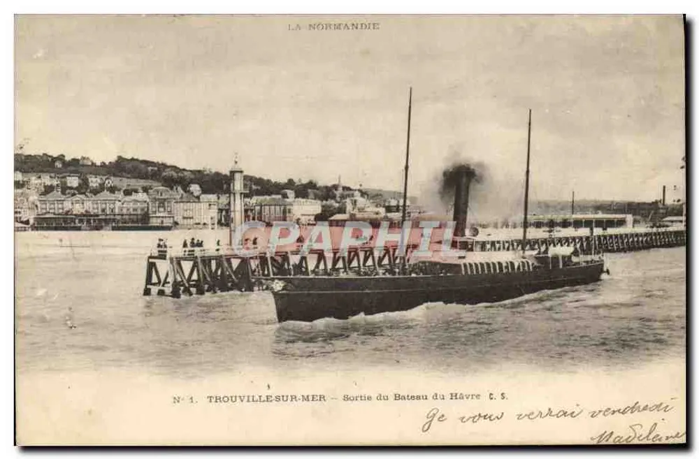 Trouville-sur-Mer — Ausfahrt des Dampfschiffes von Havre C.S. — Normandie, Nr. 1 - Vorderseite