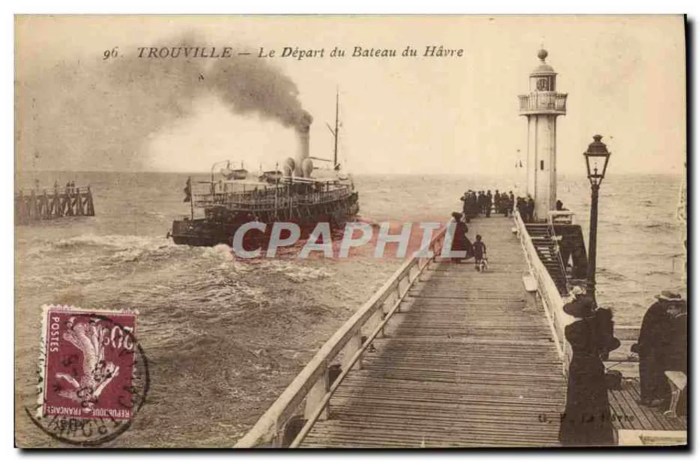 Trouville — Abfahrt des Schiffes von Le Havre — Verlag unbekannt, Serie 96 - Vorderseite