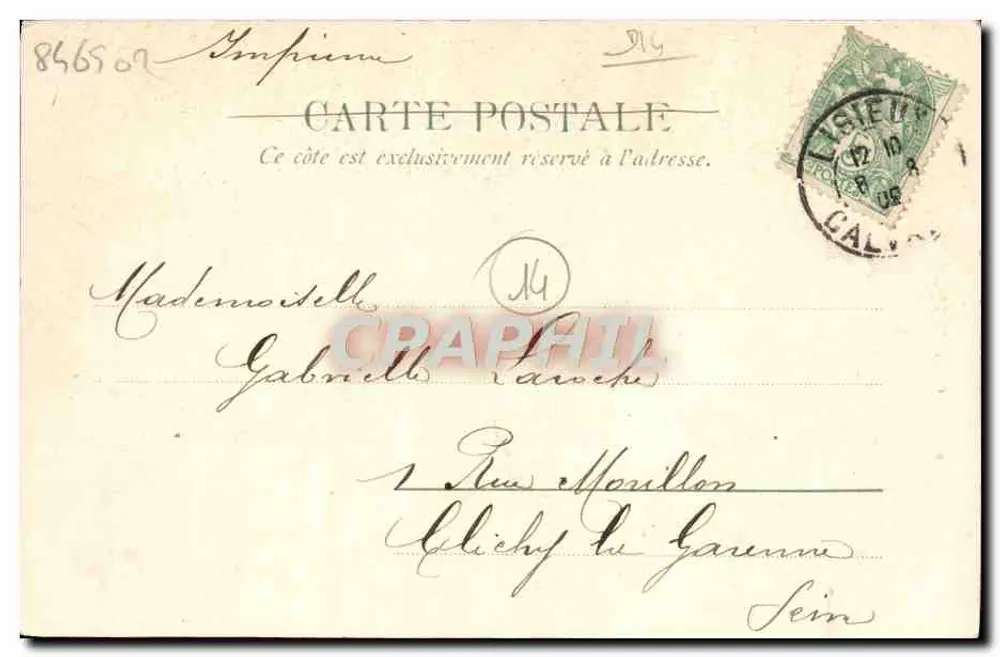 Il Casinò — Trouville — St. & Co. A.D. n° 1462 - Verso
