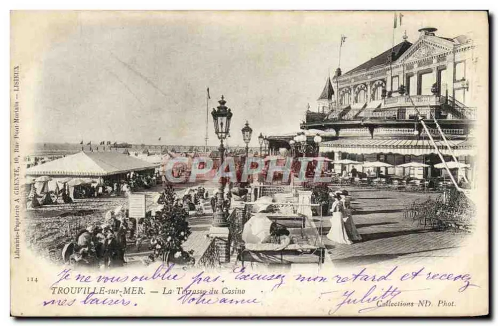 TROUVILLE-sur-MER — Die Terrasse des Casinos — Librairie-Papeterie A. GRENET, 10, Rue Jean Morgan — Listeix - Vorderseite