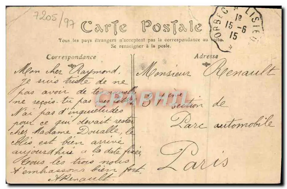 Mesnil-Guillaume — La Gare — éditeur H. Renault - Verso