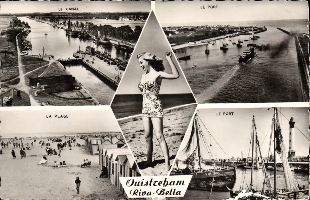 Ouistreham-Riva-Bella — Panoramablick auf den Kanal, den Hafen und den Strand — Verlag Riva-Bella - Vorderseite