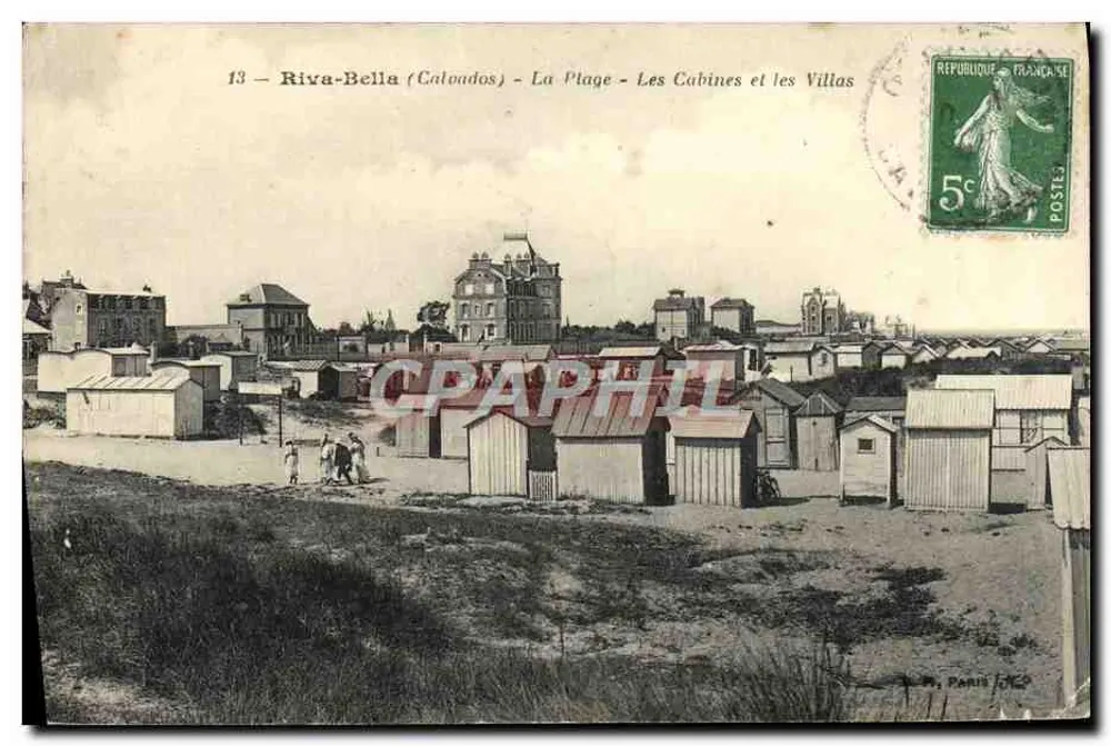 Riva-Bella (Caloudos) — Die Strandpromenade — Die Kabinen und Villen — Verlag P. Penni, Nr. 13 - Vorderseite