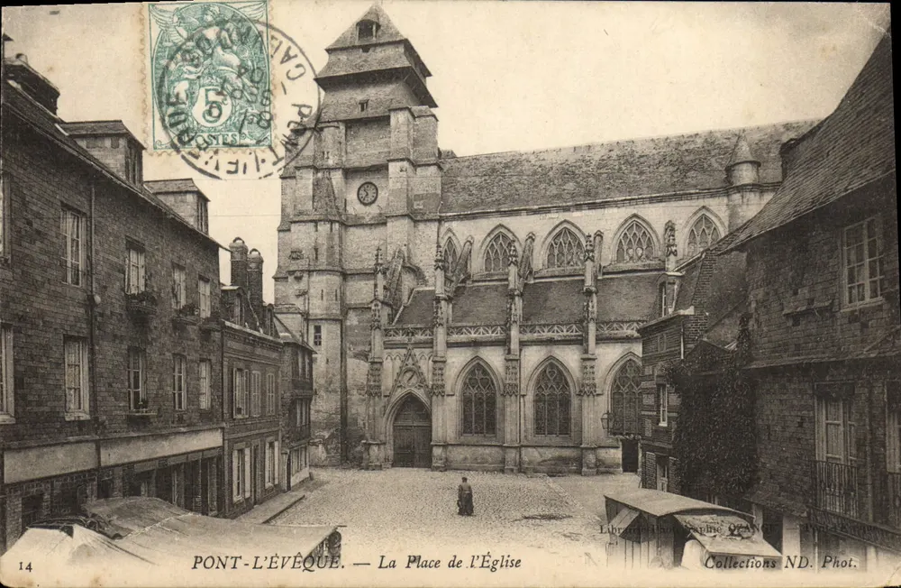 Ponte do Bispo — A Praça da Igreja — Livraria H. Quain, Coleções ND. Fot. - Frente