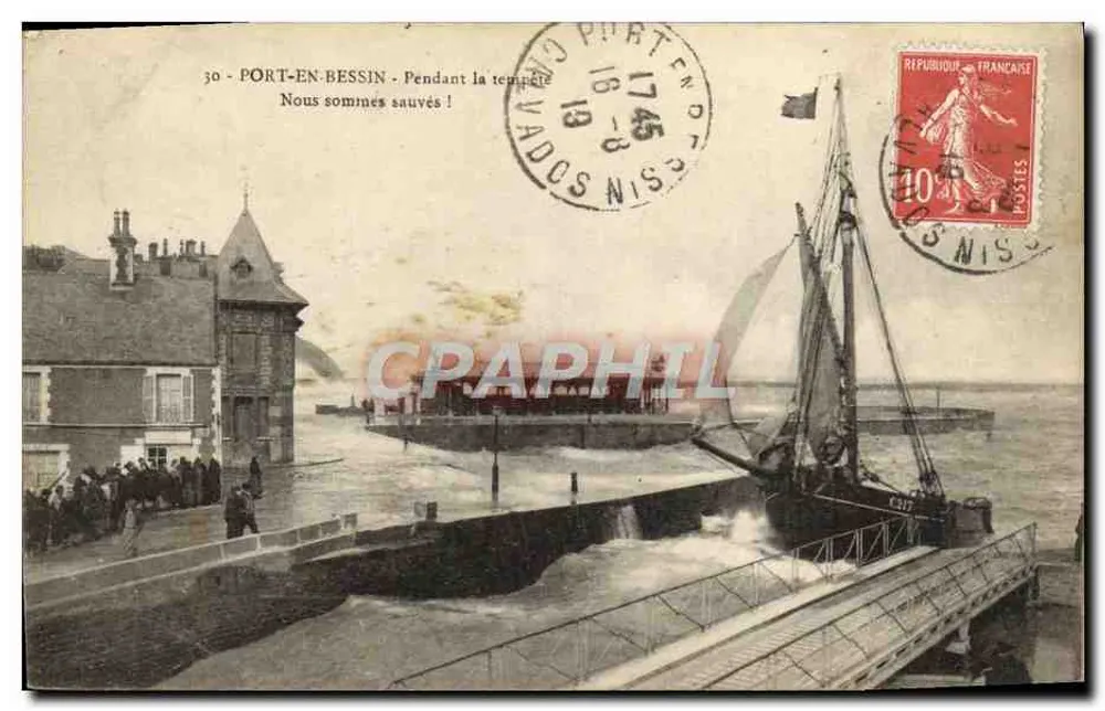 Port-en-Bessin — Pendant la tempête — A. Dubosti, Comme (Calvados) n°30 - Recto