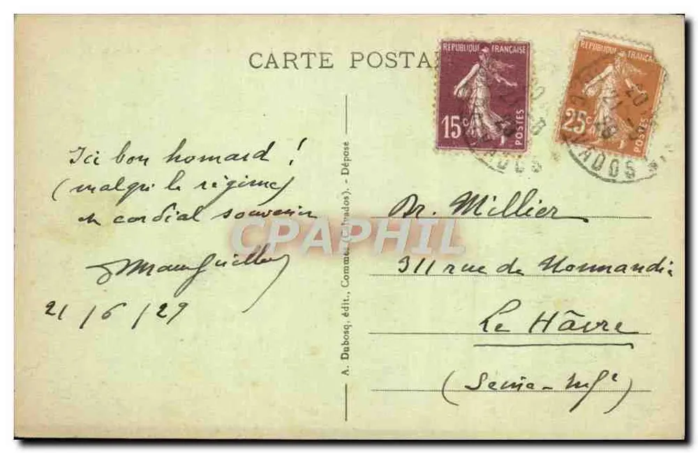 PORT-en-BESSIN — La Tour Vauban — A.+D. n°39 - Verso