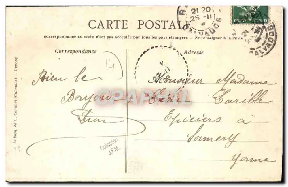Port-en-Bessin — Pendant la tempête. Barque de pêche rentrant au port — A.D. 182 - Verso