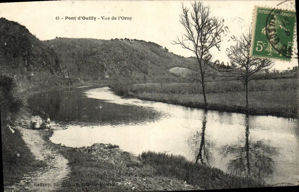 Puente de Ouilly - Vista del Orne — G. Gellfroy, lib. edit. en Caudebec-sur-Normandie - Anverso