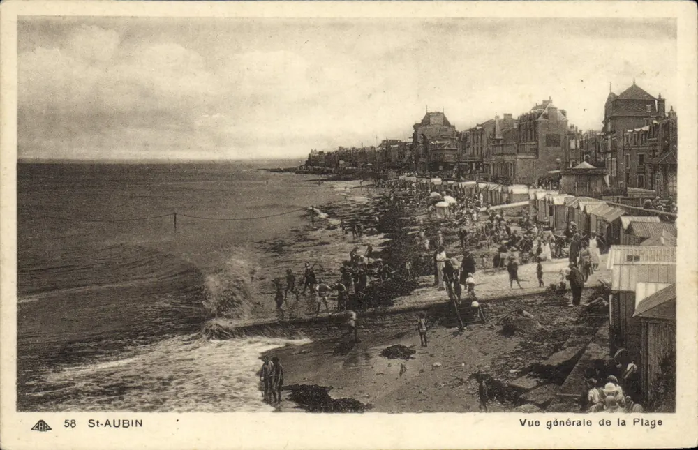 St-Aubin — Algemene uitzicht op de Strand — Uitgever: Cie des Arts Photomécániques, Strasbourg-Schiltigheim - Voorkant