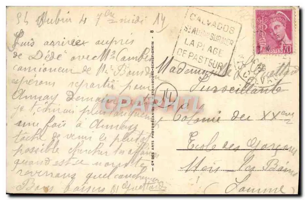 St-Aubin-sur-Mer — A Digue — editor Ch. des Arts Photographiques, n° 137 - Verso