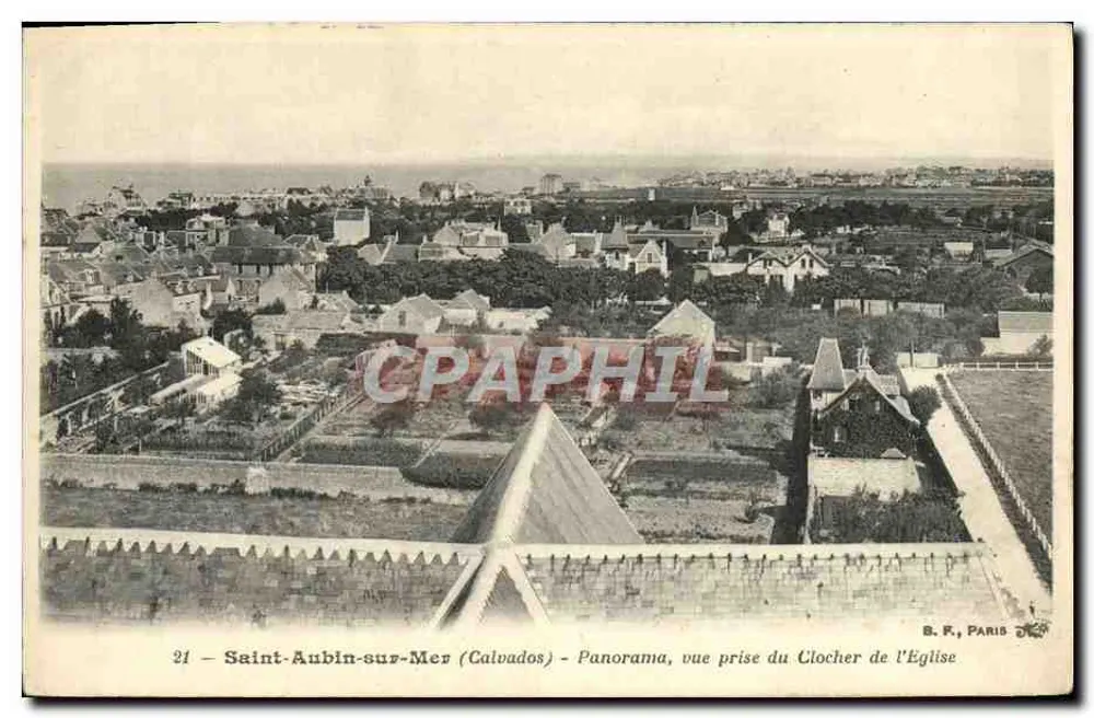 Saint-Aubin-sur-Mer (Calvados) — Panorama vom Kirchturm aus — B. F., Paris, n°21 - Vorderseite