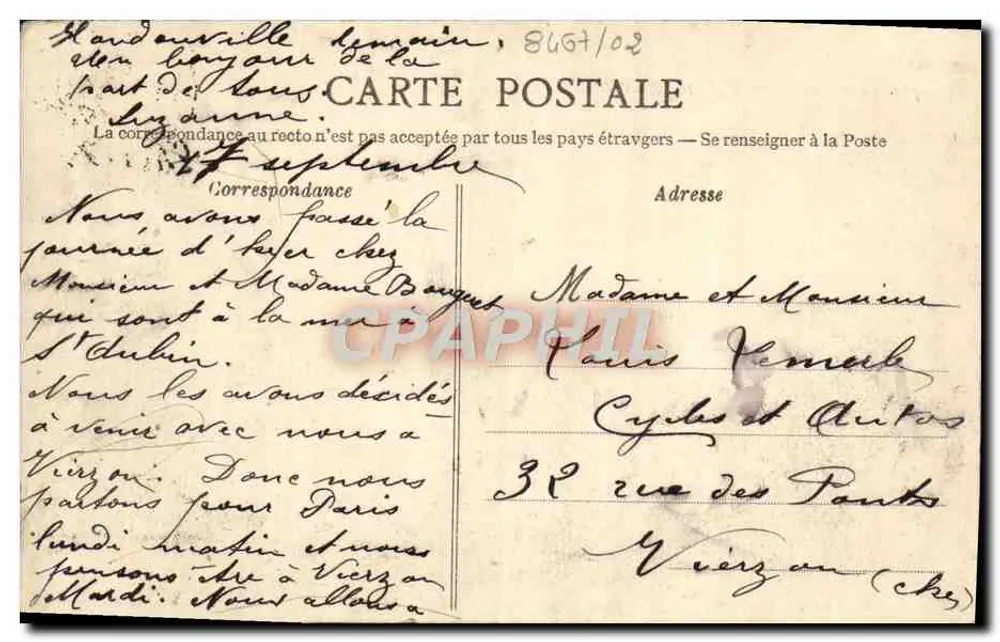 Saint-Aubin-sur-Mer — La tempête d'Octobre 1909 — Delaunay, édit. - Verso