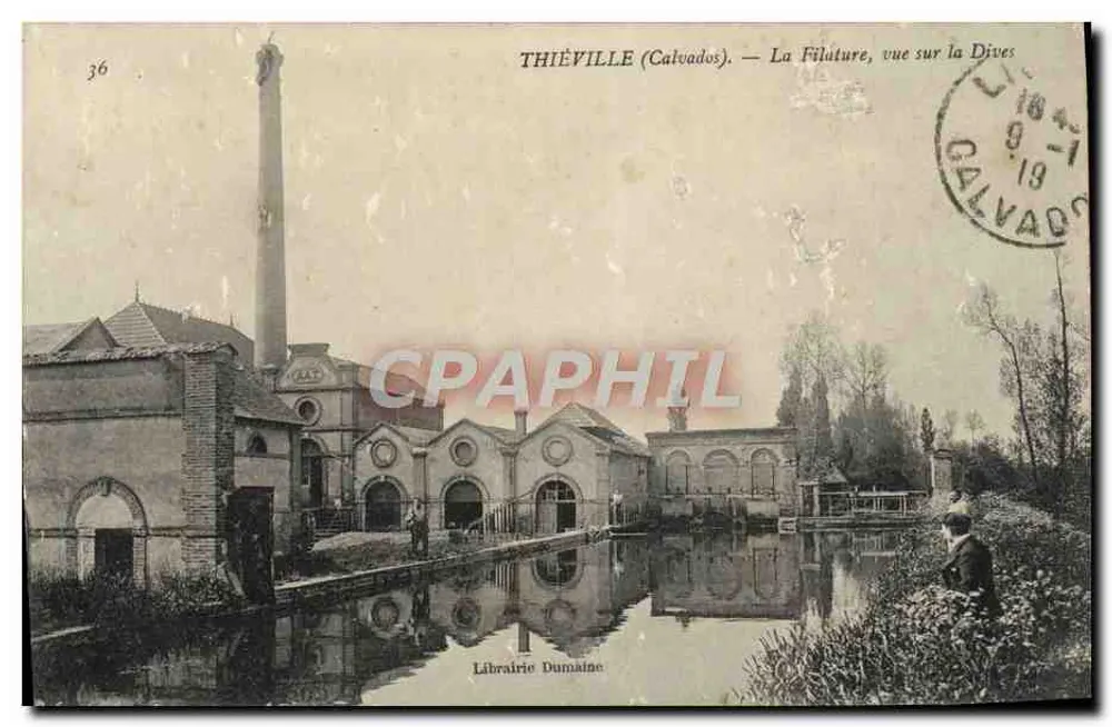 Thièville (Calvados) — Ansicht der Spinnerei über die Dives — Librairie Dumaine, n°36 - Vorderseite