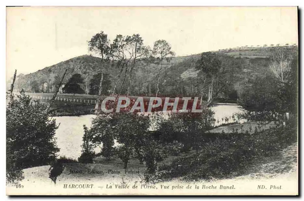 Harcourt — La Vallée de l'Orne, Vue prise de la Roche Bunel — Jesson, Editeur, Photo. Fauviet - Recto
