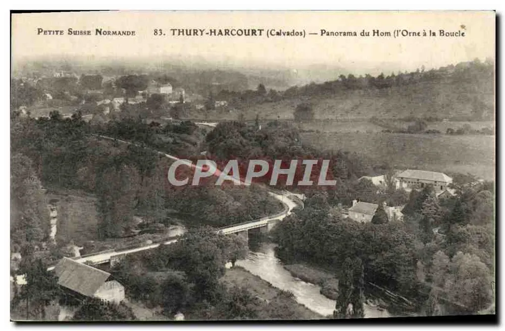 Thury-Harcourt (Calvados) — Panorama des Hom (die Orne an der Schleife) - Vorderseite