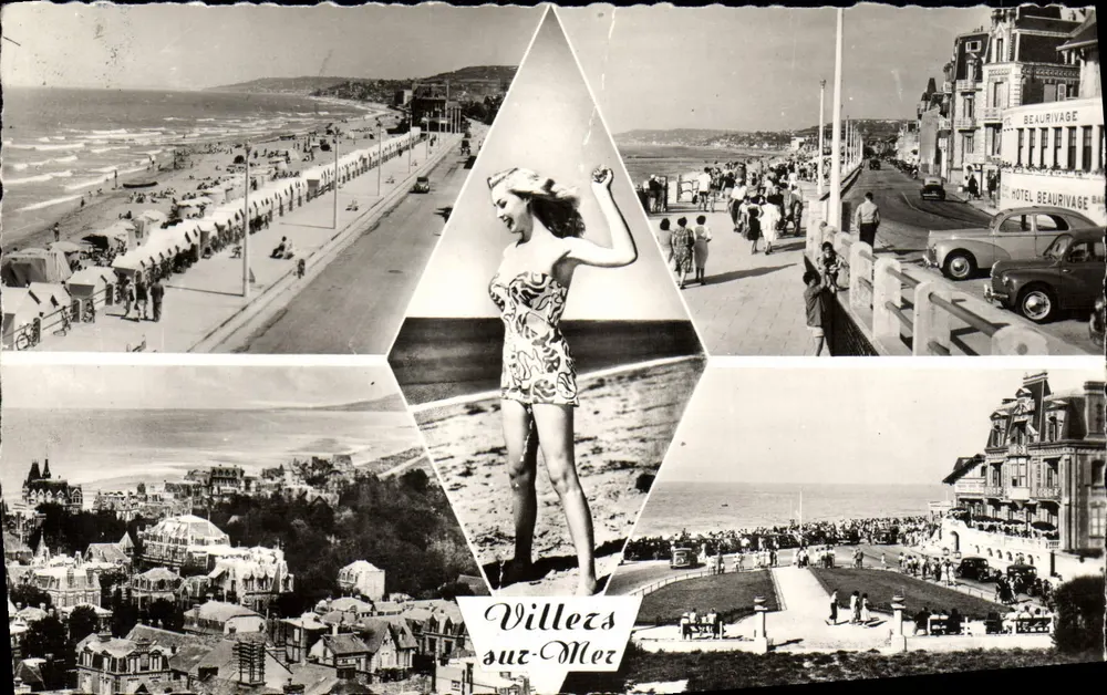 Ville-sur-Mer — allgemeine Ansicht mit Strand, Promenade und Hotel Beaurivage — Réal-Photo - Vorderseite