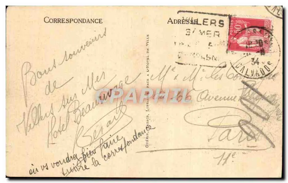 Villers-sur-Mer — Hotel Bellevue, der Bogen und der Schutzdamm — LL, Nr. 275 - Rückseite