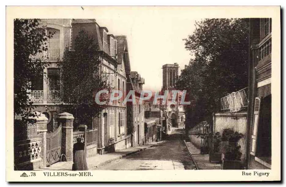 Villers-sur-Mer — Rue Pigory avec édifice religieux en arrière-plan — éditeur : Cie des Arts Photomécaniques, Strasbourg-Schiltigheim - Vorderseite