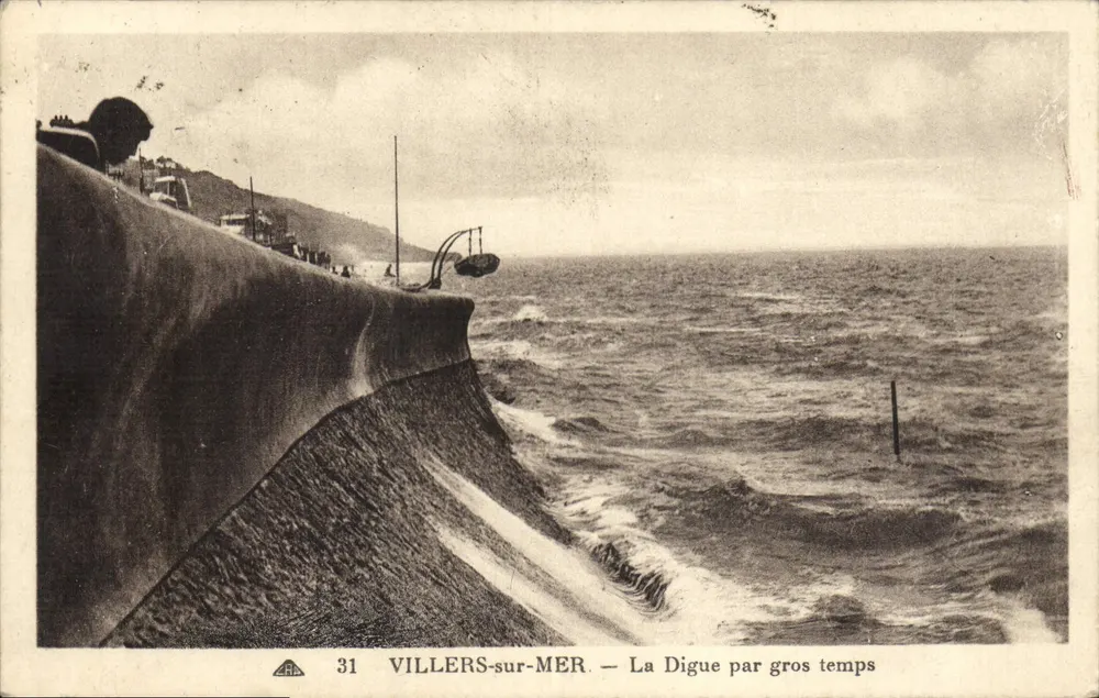 Villers-sur-Mer — Ansicht der Digue bei stürmischem Wetter — Cie des Arts Photomécaniques - Vorderseite