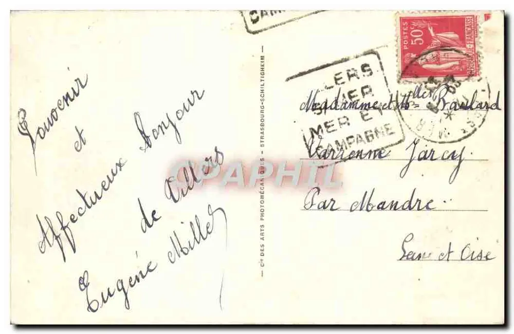 Villers-sur-Mer — Ansicht der Digue bei stürmischem Wetter — Cie des Arts Photomécaniques - Rückseite