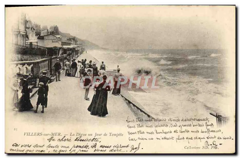 Villers-sur-Mer — Die Digue an einem Sturmtag — Verlag ND. PK. Nr. 25 - Vorderseite