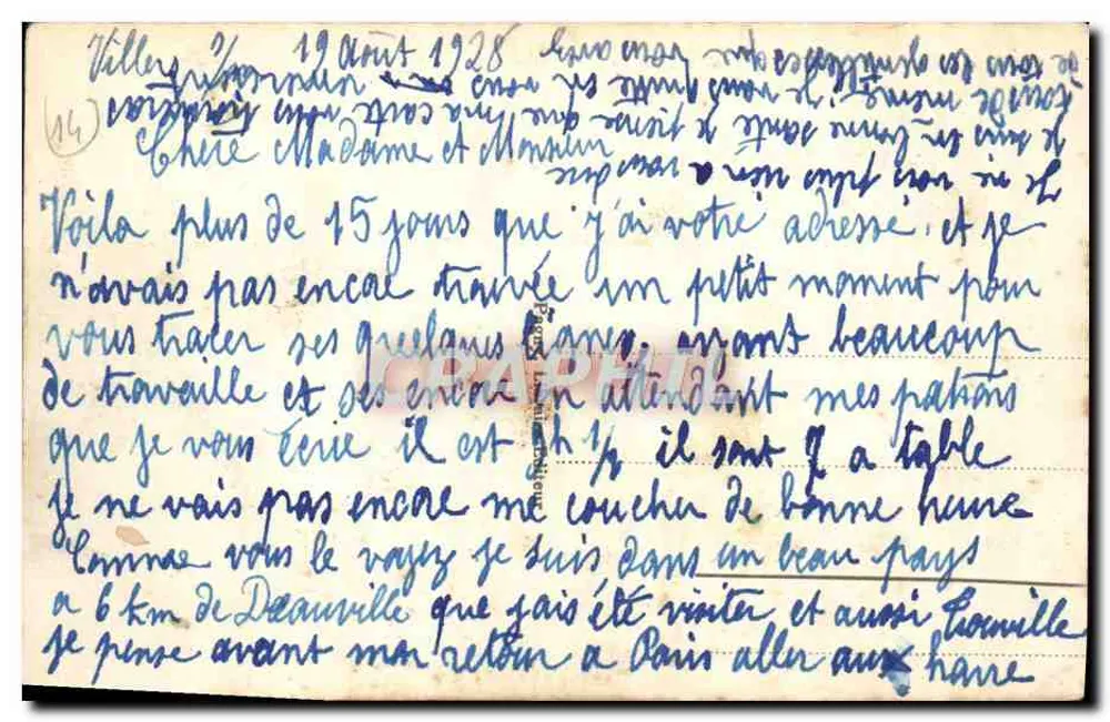 Villers-sur-Mer — Panorama in Richtung Deauville — unbekannter Verlag, Seriennummer 1 - Rückseite