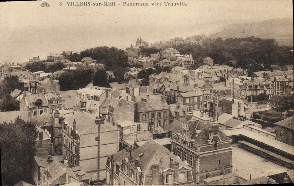 Villers-sur-Mer — Panorama in Richtung Trouville — Verlag: A. Assecuinde des Photomécaniques, Straßburg - Vorderseite