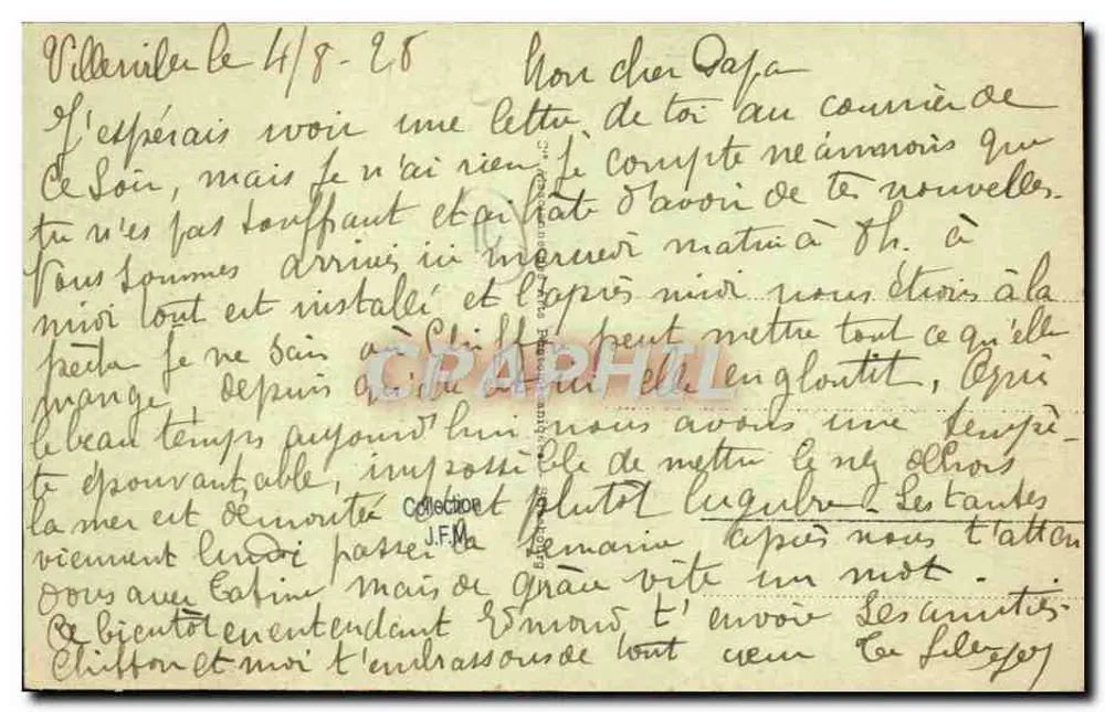 Villerville - Der Strand — Ansicht der Küste mit Einwohnern und Häusern auf dem Hügel — anonymer Verleger, Nr. 8 - Rückseite